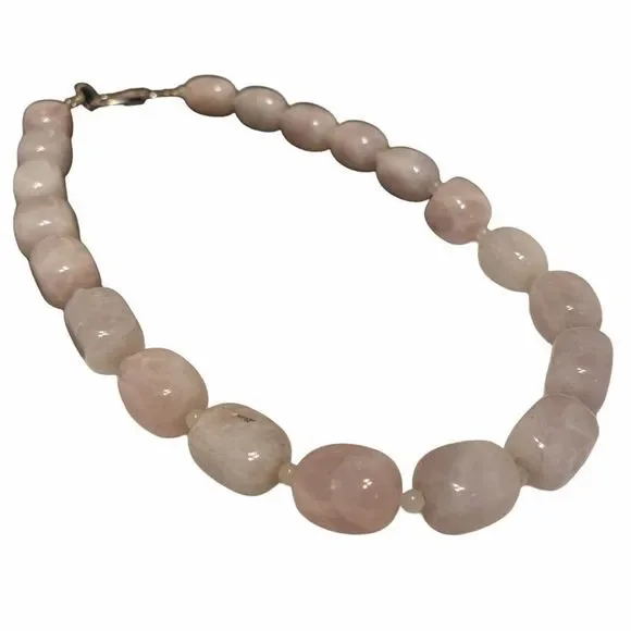 Vintage Chunky Rose Quartz Necklace - Picture 4 of 16